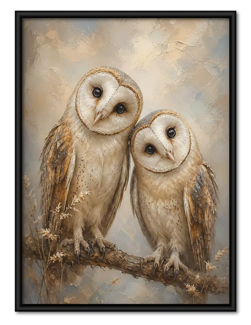 Two Soft Barn Owls Wall Art 1