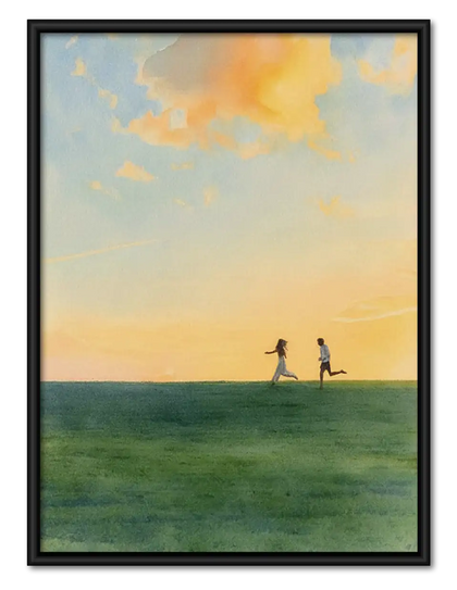 Two Tiny Figures in Open Landscape Wall Art