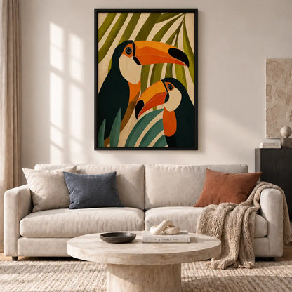 Two Toucans Among Tropical Leaves Wall Art 2