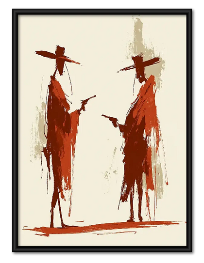 Two Western Cowboys Brush Art Wall Art