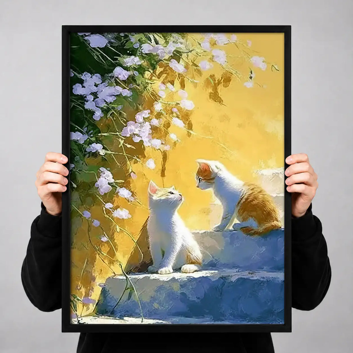 Two White Cats in Sunlit Garden Wall Art 3