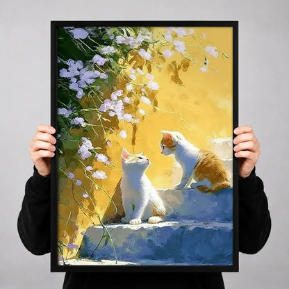 Two White Cats in Sunlit Garden Wall Art 3