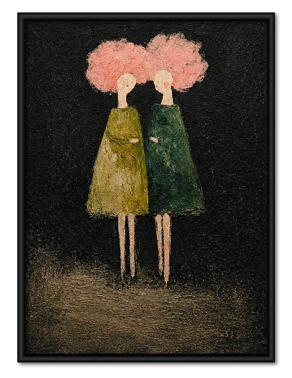 Two Women with Pink Cloud Hair Wall Art 1