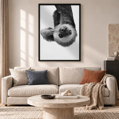 Upside Down Black and White Cat Wall Art 2