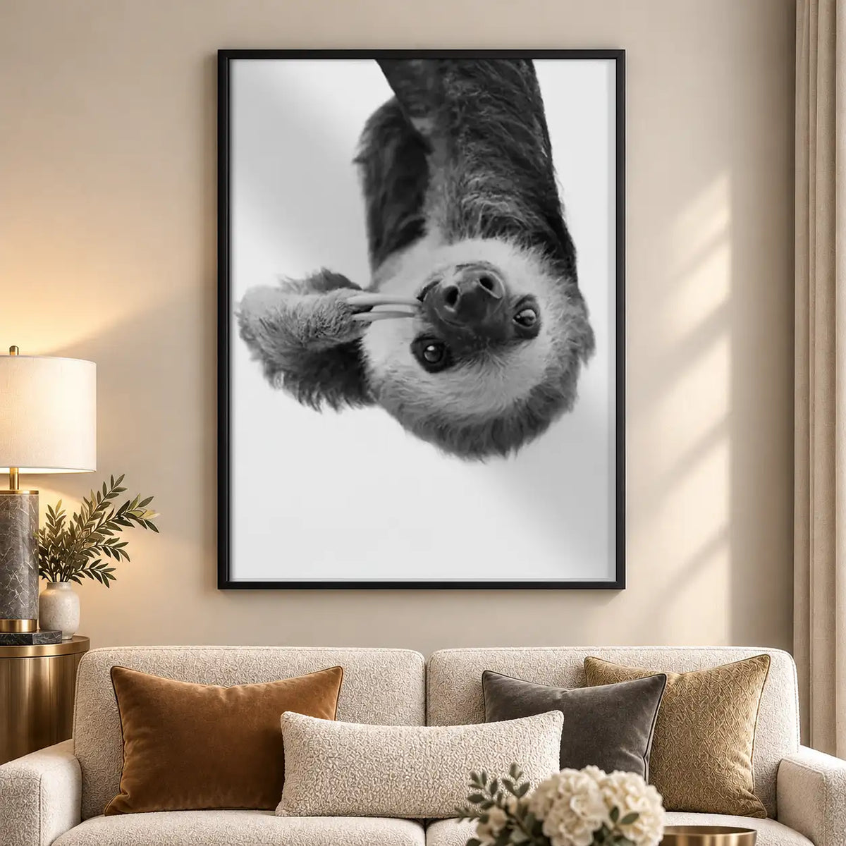 Upside Down Black and White Cat Wall Art 5