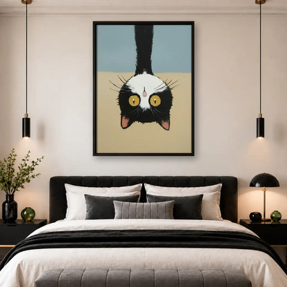 Upside Down Black Cat Portrait Wall Art 4