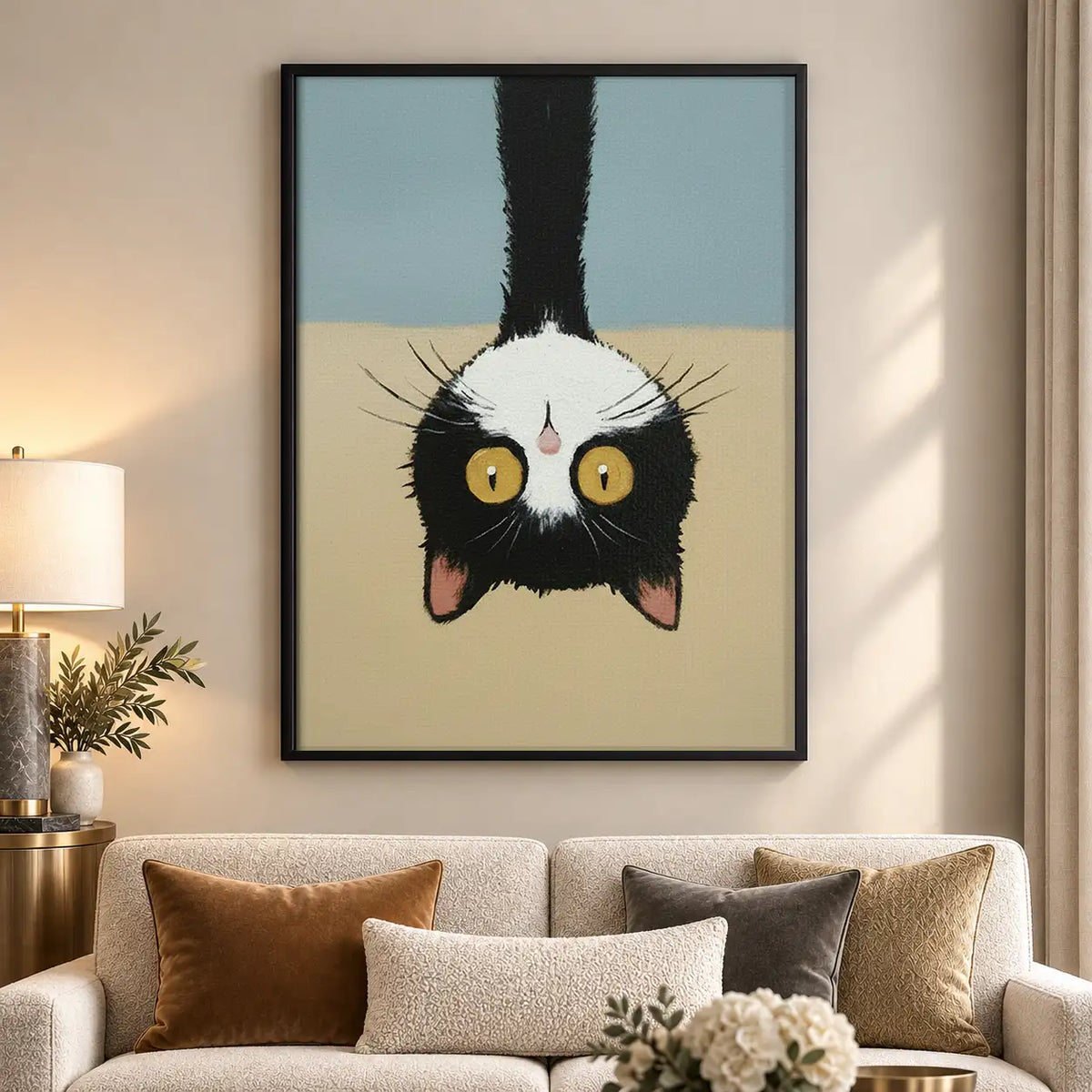 Upside Down Black Cat Portrait Wall Art 5