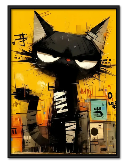 Urban Black Cat Poster Wall Art