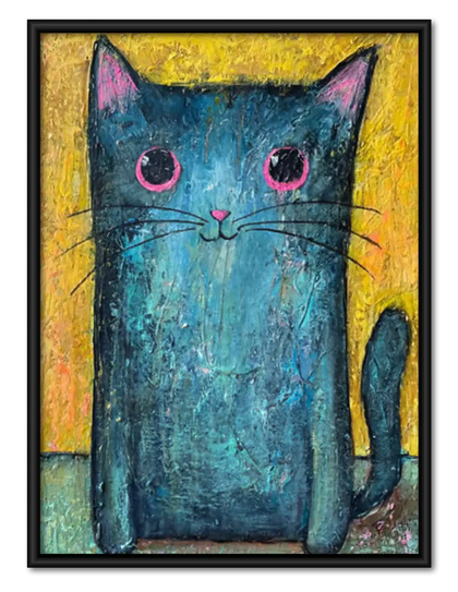 Vibrant Blue Cat Portrait Wall Art