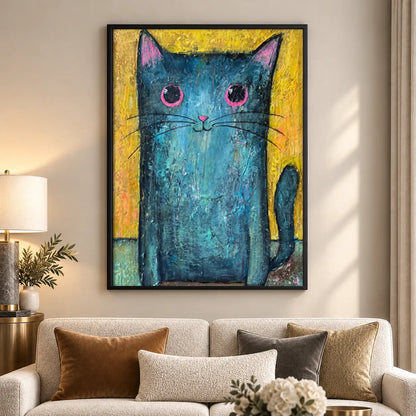 Vibrant Blue Cat Portrait Wall Art 5
