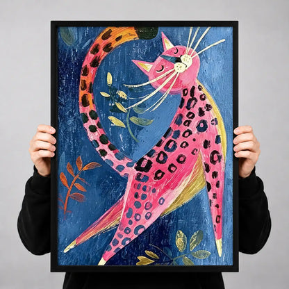 Vibrant Pink Leopard Botanical Wall Art 3