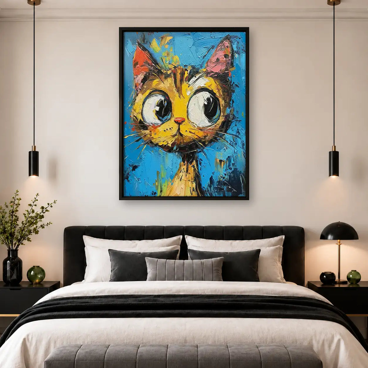 Vibrant Wide Eyed Orange Cat Wall Art 4