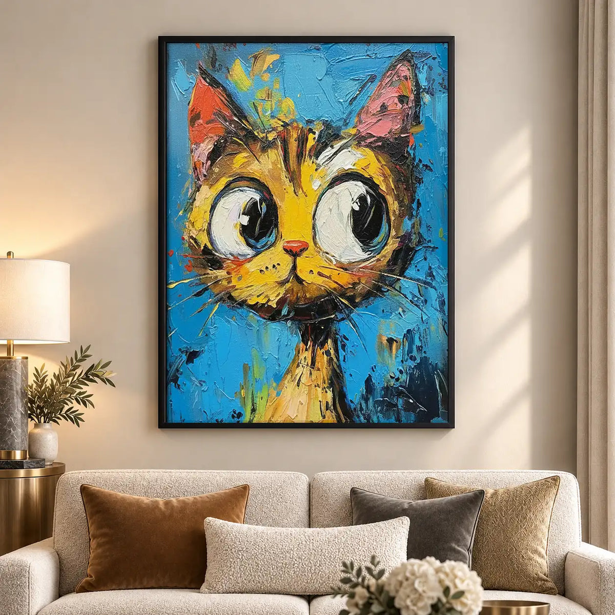 Vibrant Wide Eyed Orange Cat Wall Art 5