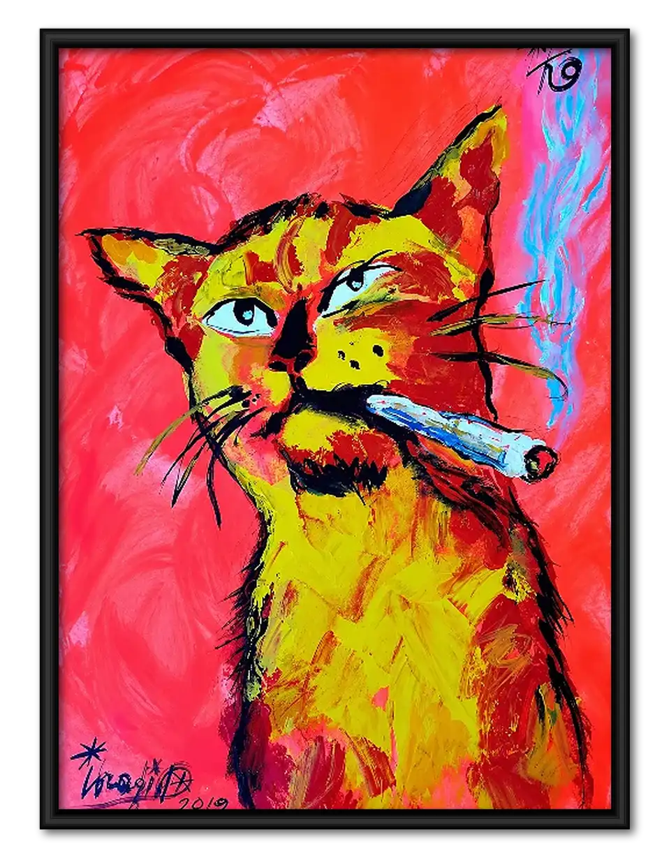 Vibrant Yellow Cat Pop Art Wall Art 1