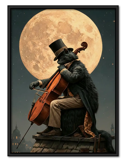 Victorian Raven Cellist Under Full Moon Wall Art