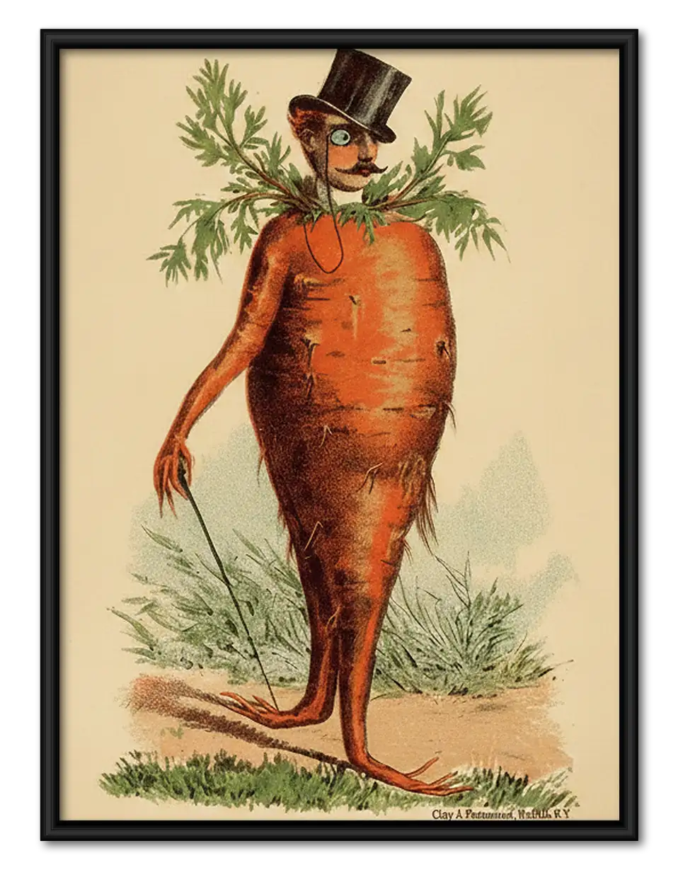 Vintage Carrot Gentleman Botanical Wall Art 1