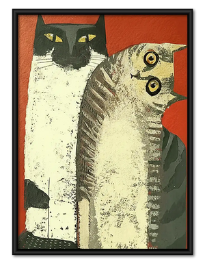 Vintage Curious Cat Trio Study Wall Art