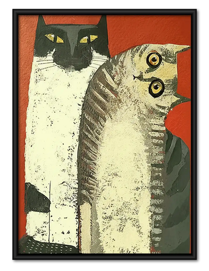 Vintage Curious Cat Trio Study Wall Art