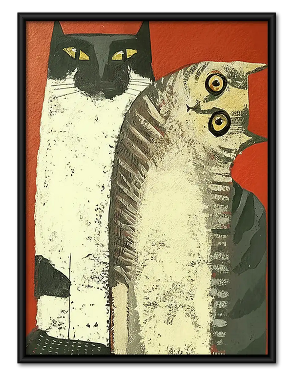 Vintage Curious Cat Trio Study Wall Art