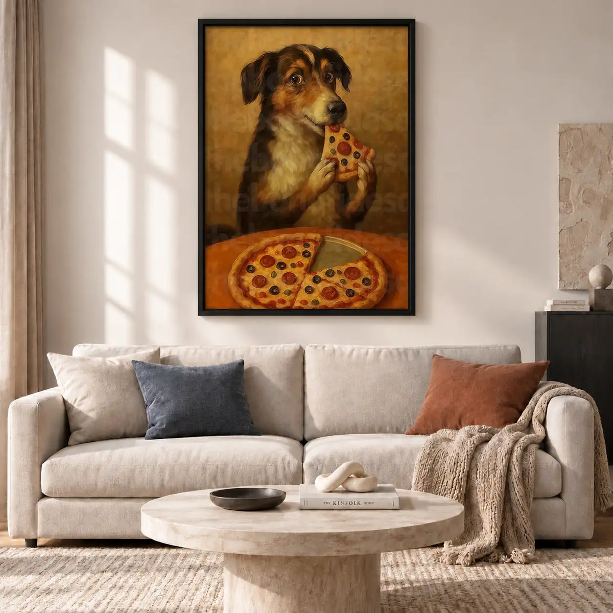 Vintage Dog Eating Pizza Wall Art 2