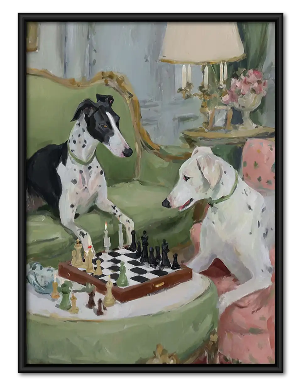 Vintage Dogs Playing Chess Wall Art 1