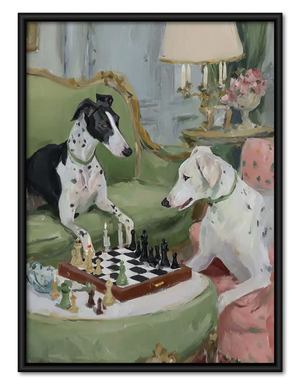 Vintage Dogs Playing Chess Wall Art
