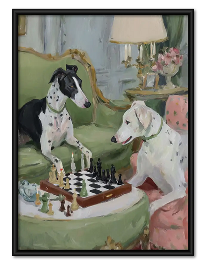 Vintage Dogs Playing Chess Wall Art