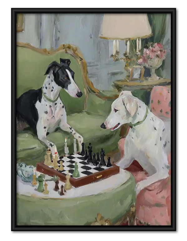Vintage Dogs Playing Chess Wall Art