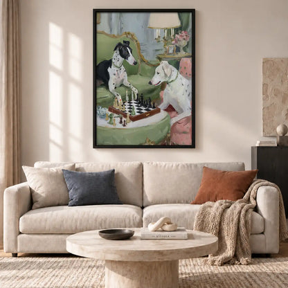 Vintage Dogs Playing Chess Wall Art 2