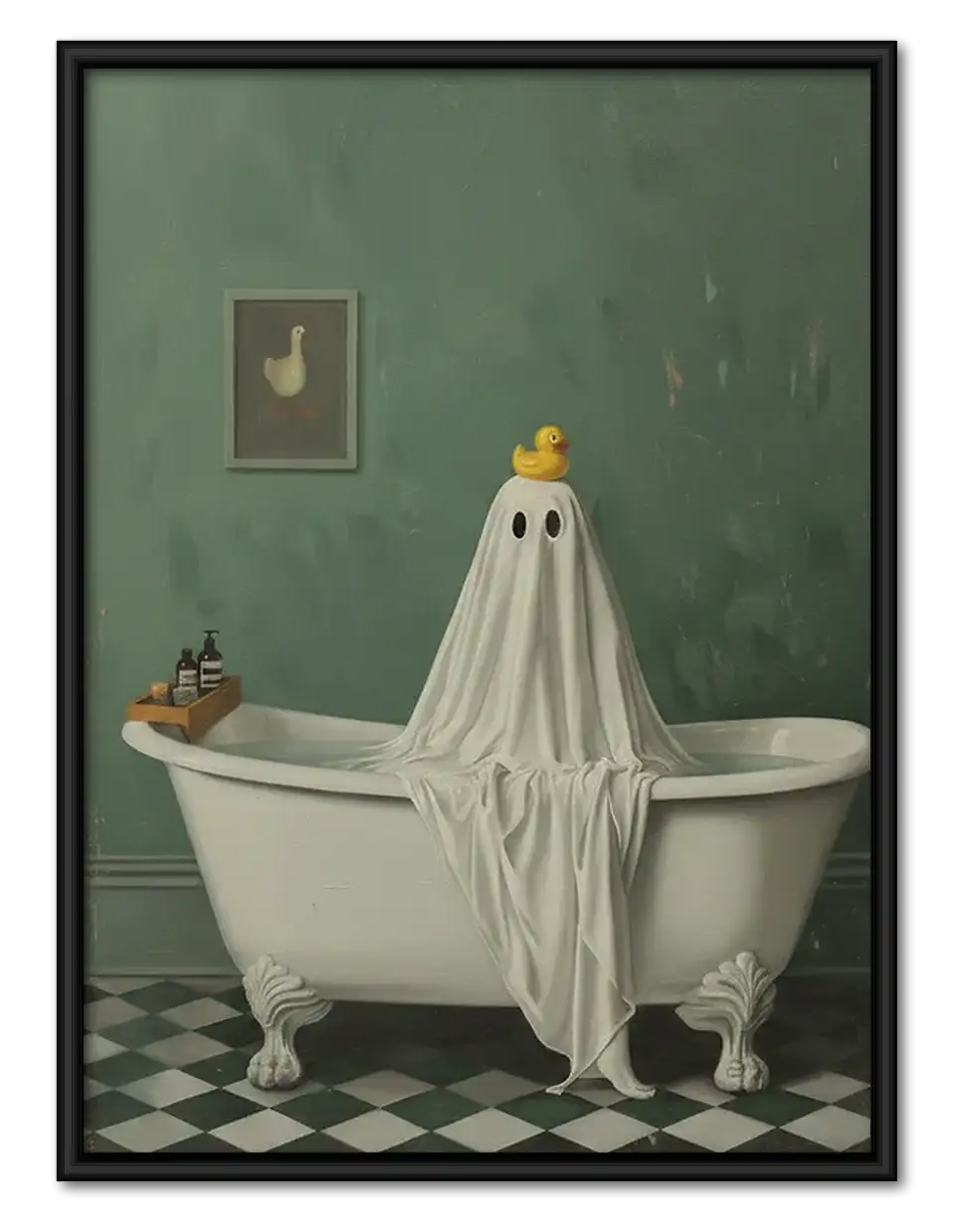 Vintage Ghost in Bathtub Wall Art 1