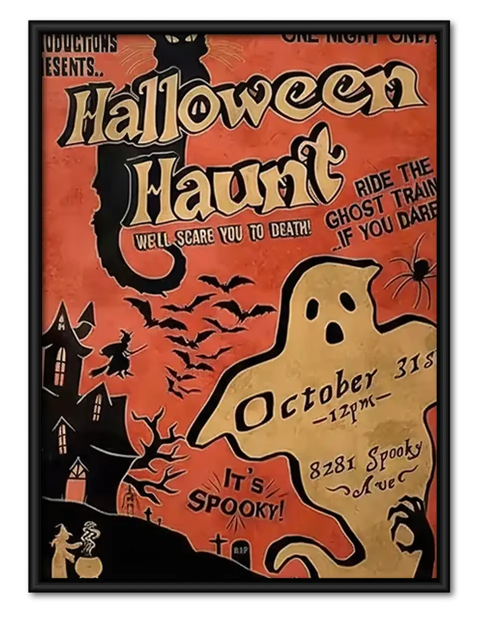 Vintage Halloween Haunt Poster Wall Art 1