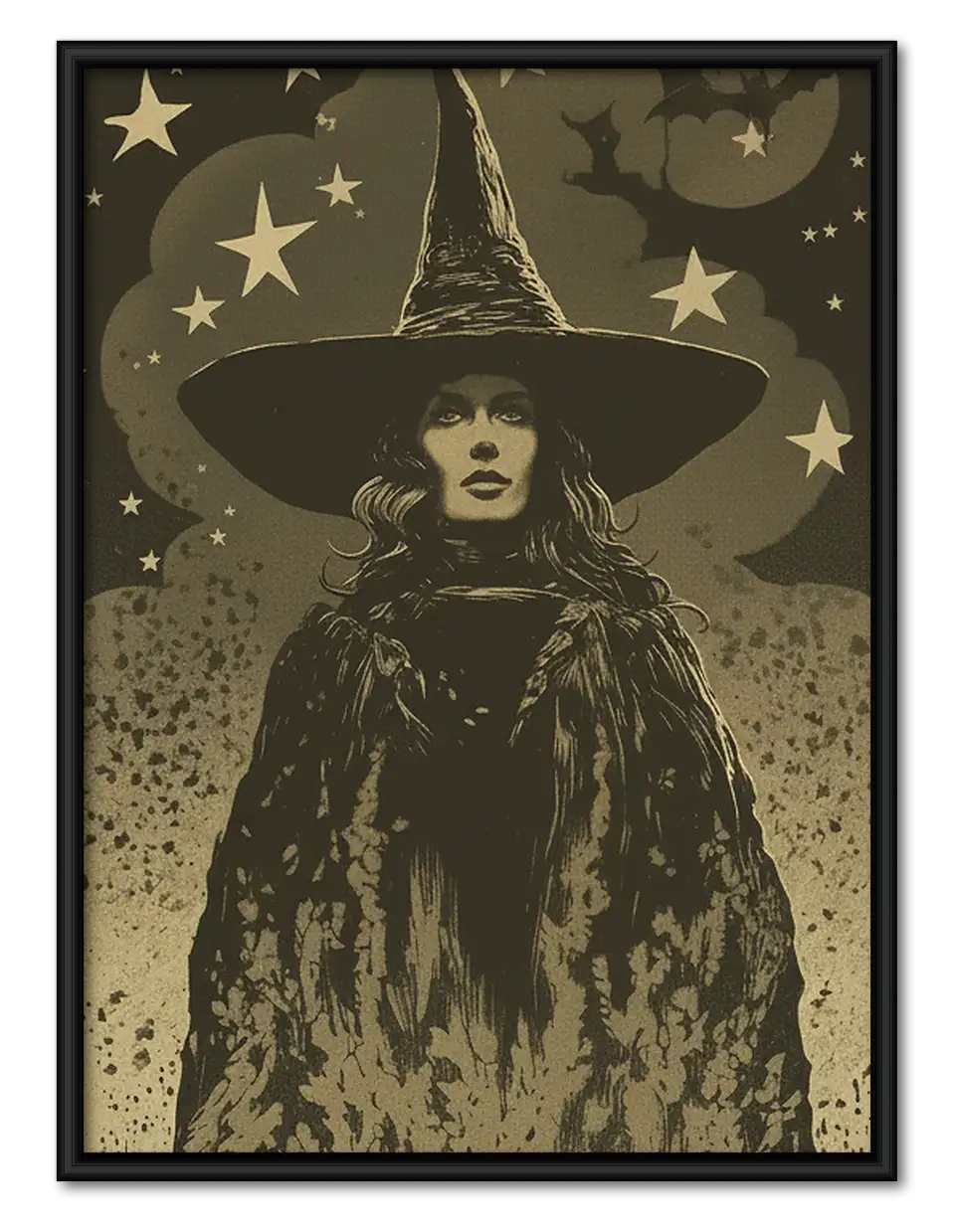 Vintage Witch Beneath Stars Wall Art 1