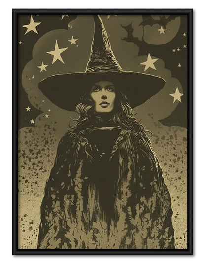 Vintage Witch Beneath Stars Wall Art 1