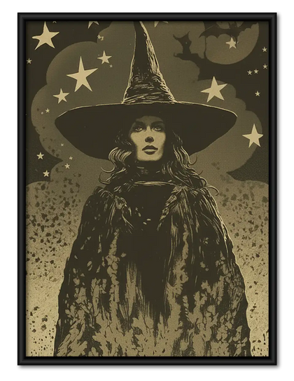 Vintage Witch Beneath Stars Wall Art