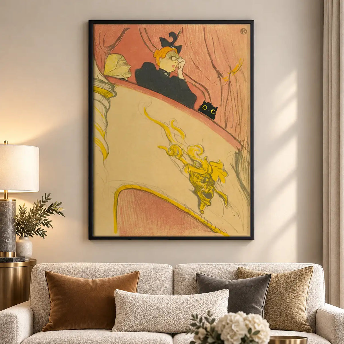Vintage Woman Resting with Cat Wall Art 5