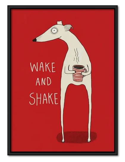 Wake and Shake White Dog Wall Art