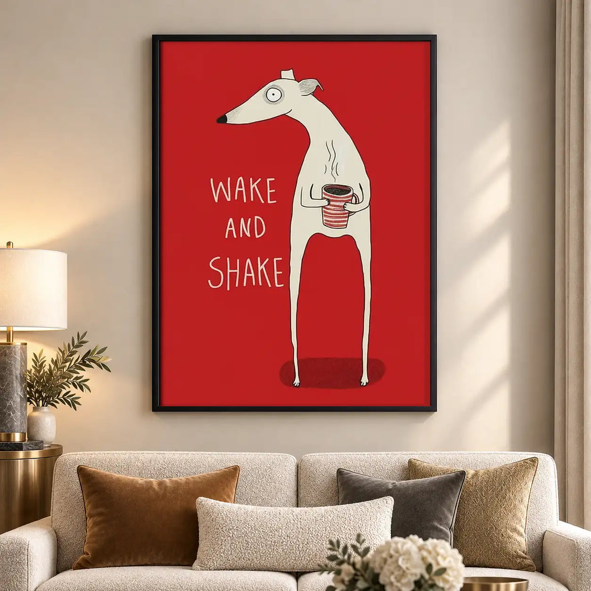 Wake and Shake White Dog Wall Art 5