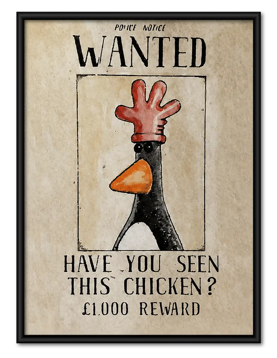 Wanted Missing Chicken Poster Wall Art 1