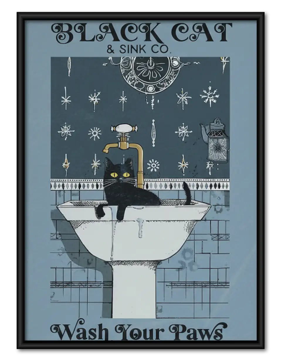 Wash Your Paws Black Cat Wall Art 1