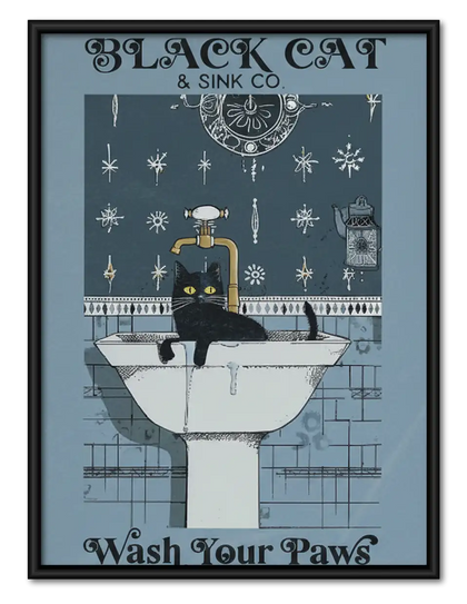 Wash Your Paws Black Cat Wall Art