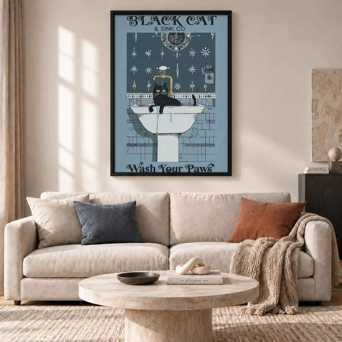 Wash Your Paws Black Cat Wall Art 2
