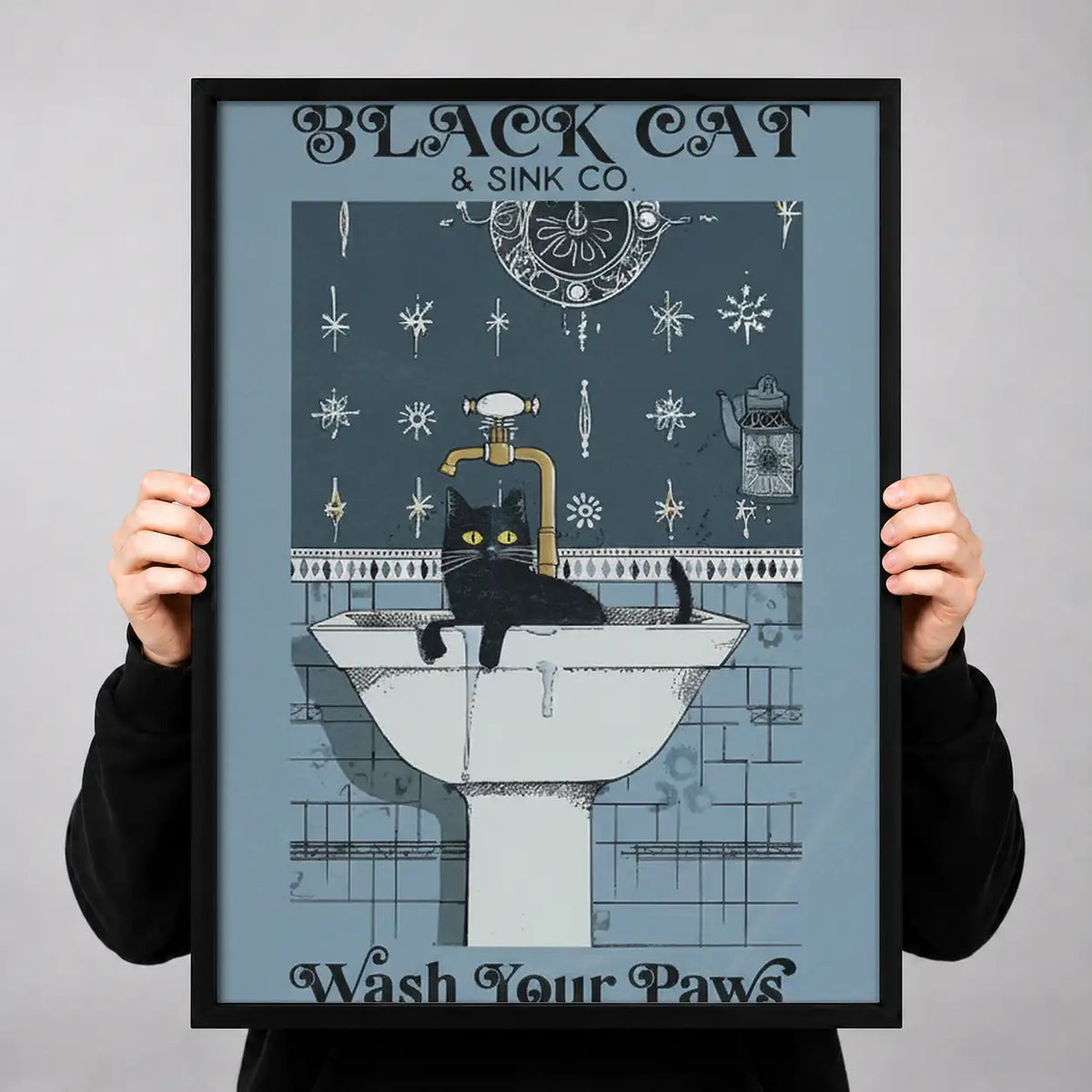 Wash Your Paws Black Cat Wall Art 3