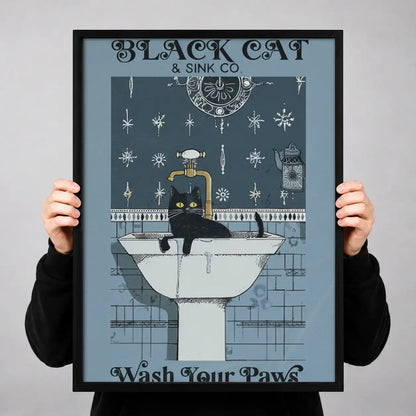 Wash Your Paws Black Cat Wall Art 3