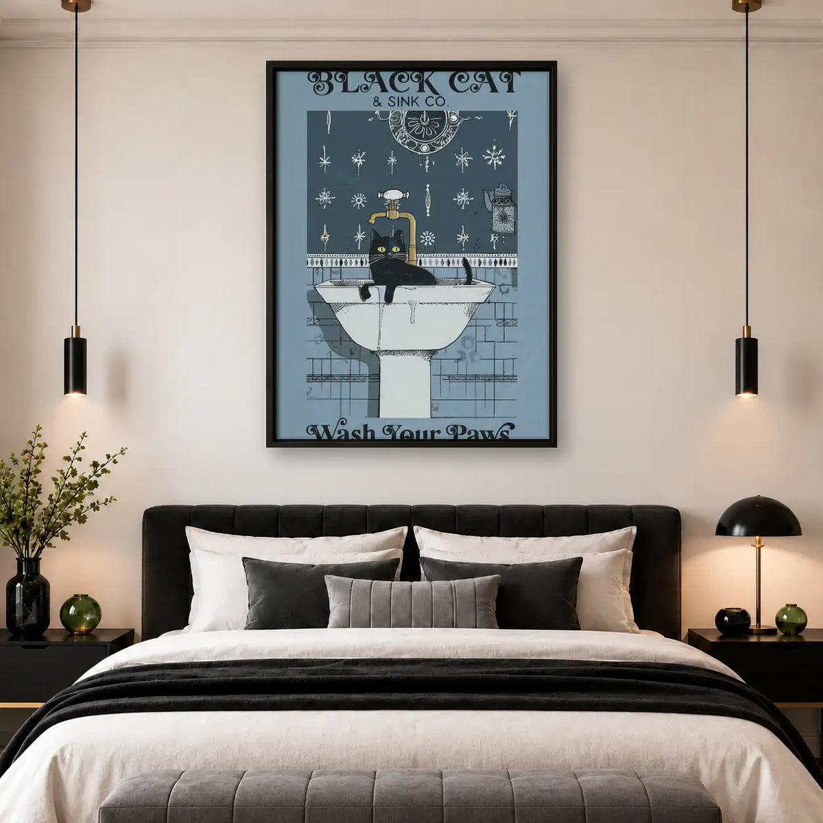 Wash Your Paws Black Cat Wall Art 4