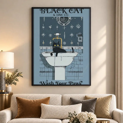 Wash Your Paws Black Cat Wall Art 5