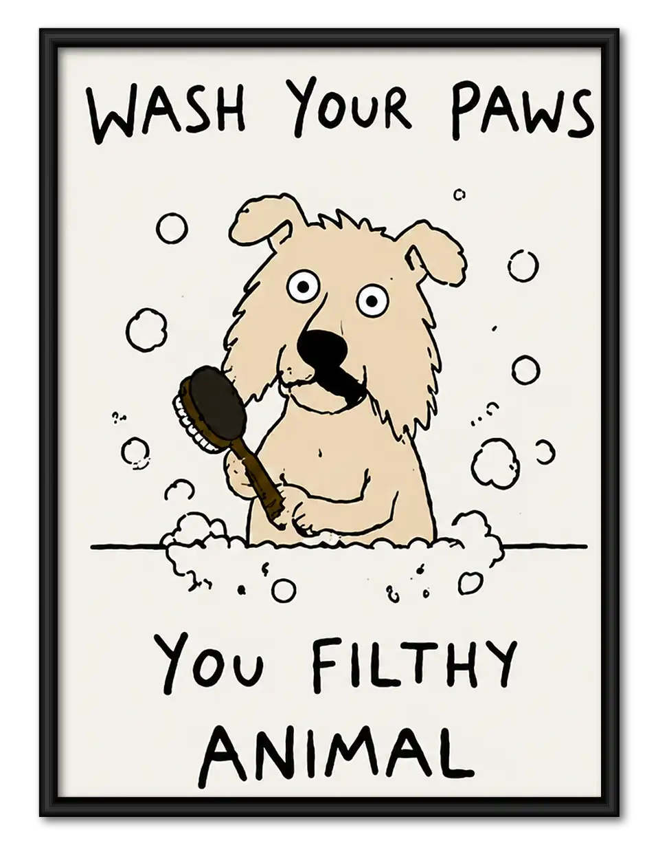 Wash Your Paws Funny Dog Wall Art 1