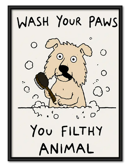 Wash Your Paws Funny Dog Wall Art 1