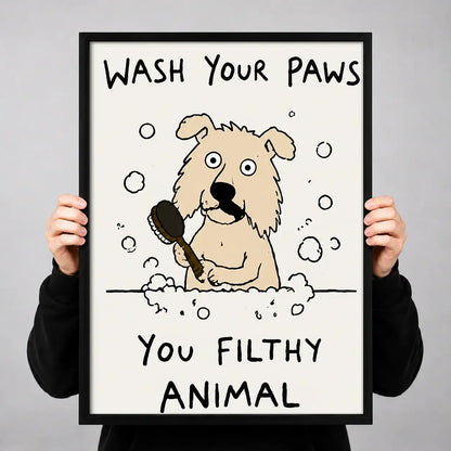 Wash Your Paws Funny Dog Wall Art 3