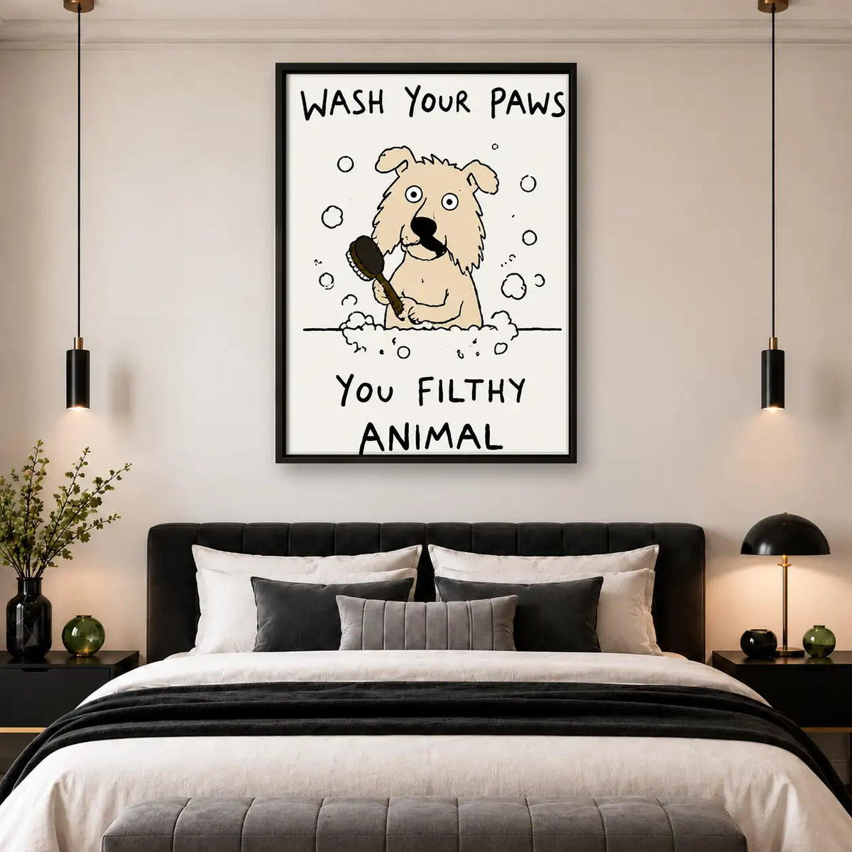 Wash Your Paws Funny Dog Wall Art 4