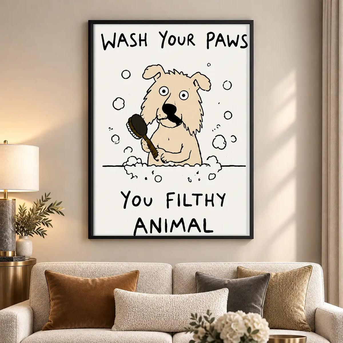 Wash Your Paws Funny Dog Wall Art 5